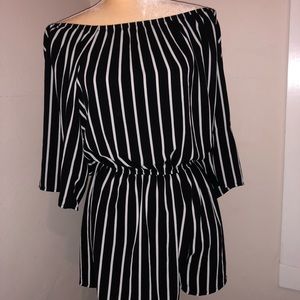 NWT Black and white striped romper